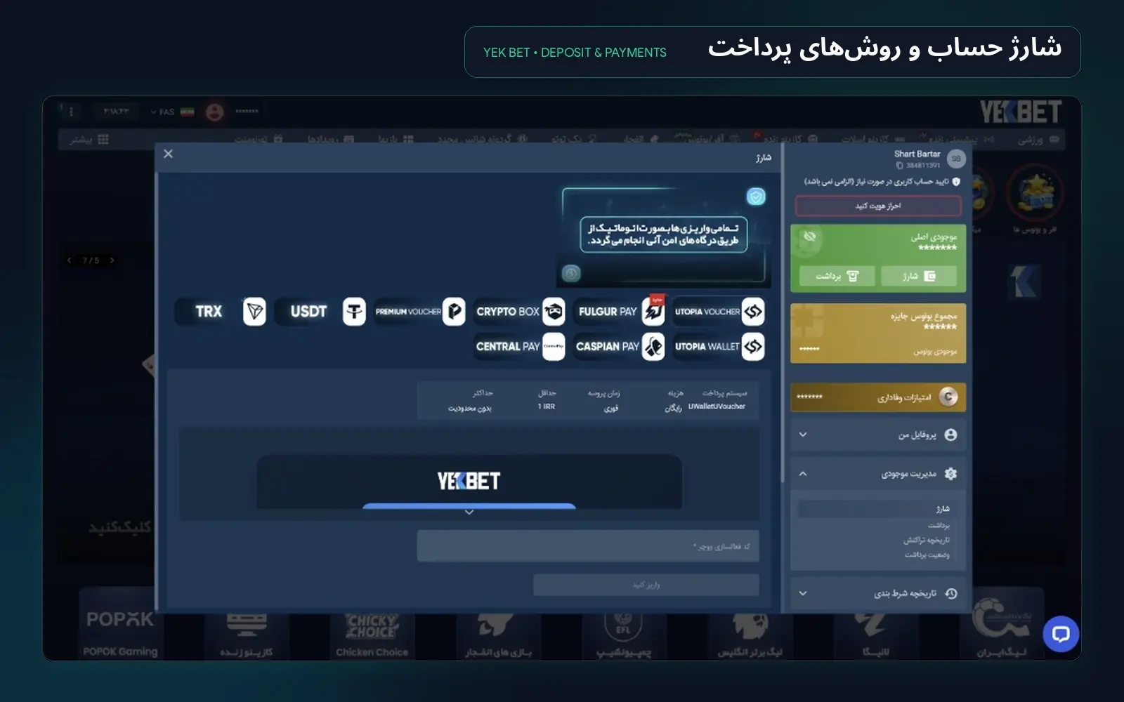درگاه های واریز و برداشت ریالی و تتری یک بت
